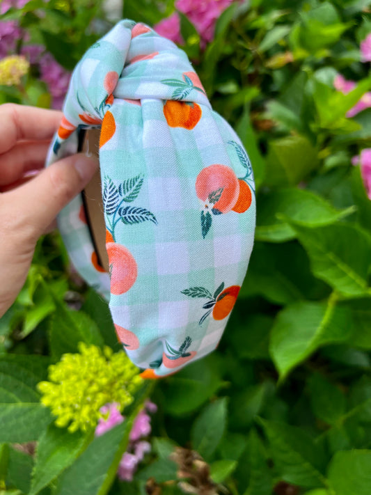 Oranges in Plaid Knotted Headband