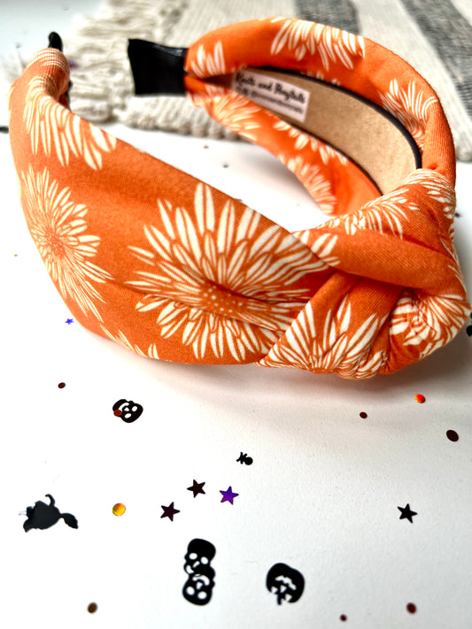 Bright Orange Floral Headband