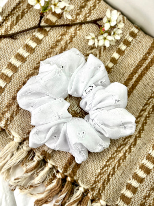 White Eyelet Scrunchie